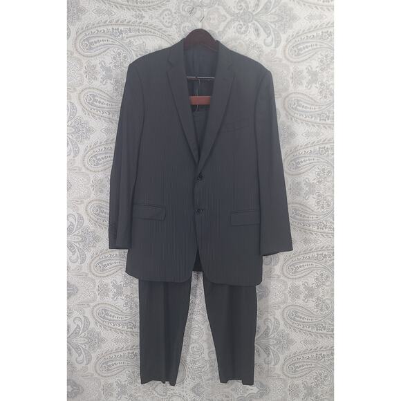 Versace Collection Men black wool pinstripe suit Size 54 Designer Formal Wedding - Picture 1 of 16